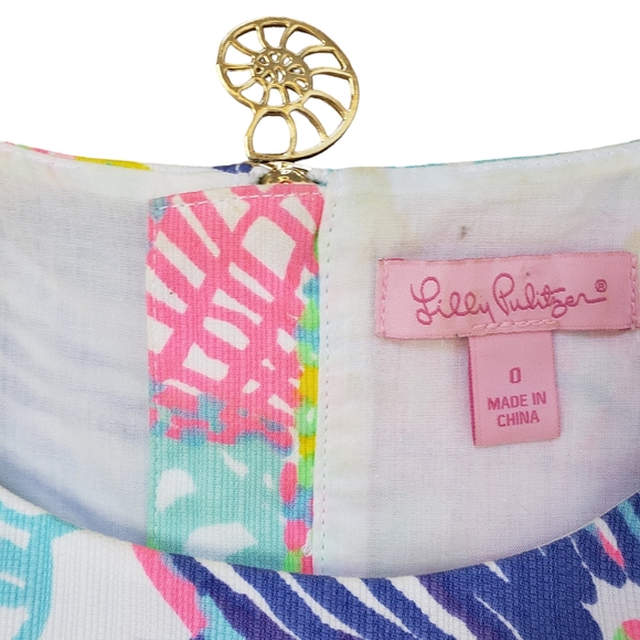 Lilly Pulitzer Roar of the Seas Mila Dress sz 0 EUC gold zip Medallion shift - Picture 4 of 14